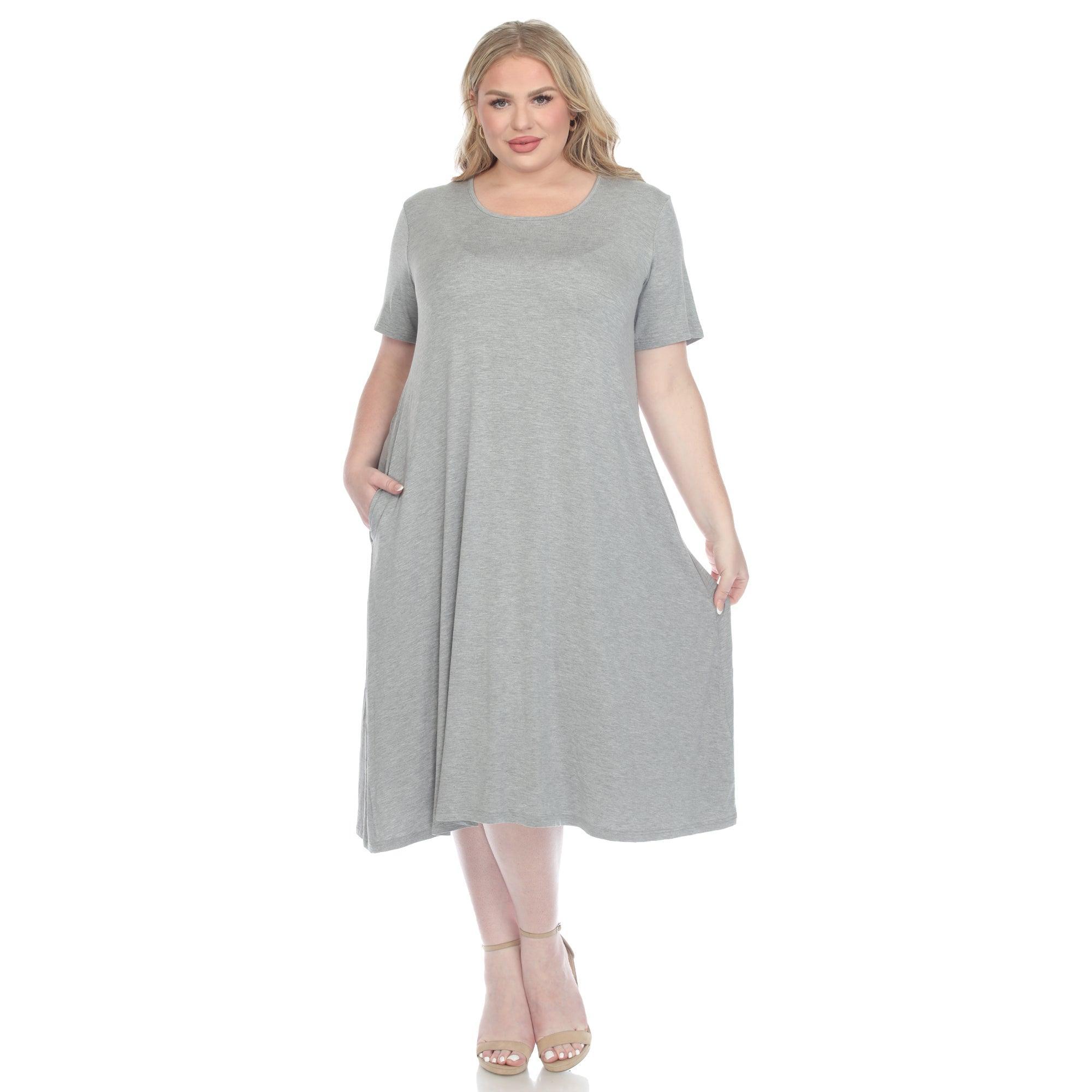 Short Sleeve Pocket Swing Midi Dress - Plus Product Image