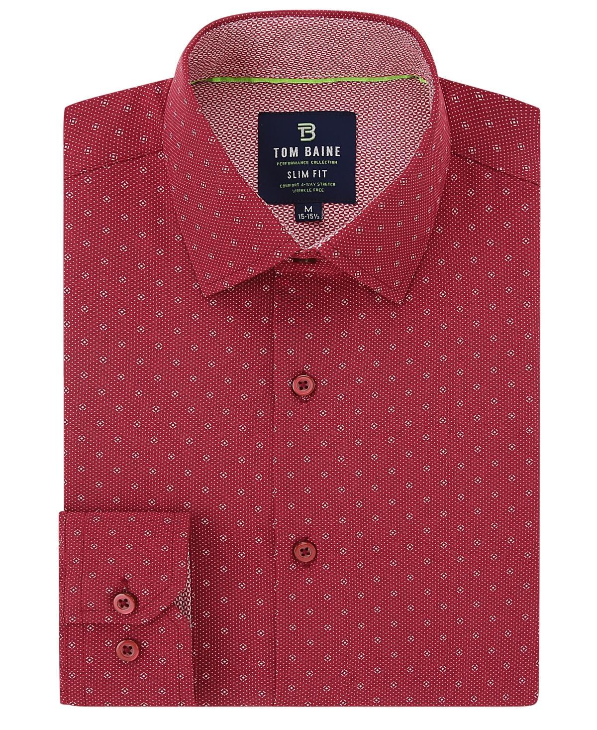 Tom Baine Mens Performance Slim Fit Medallion Shirt - Navy Product Image