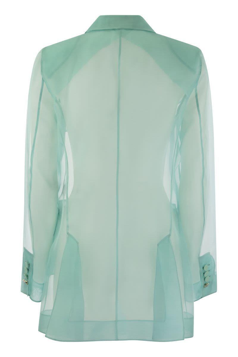 MAX MARA Negrar Silk Organza Double Breasted Blazer In Water Green Product Image