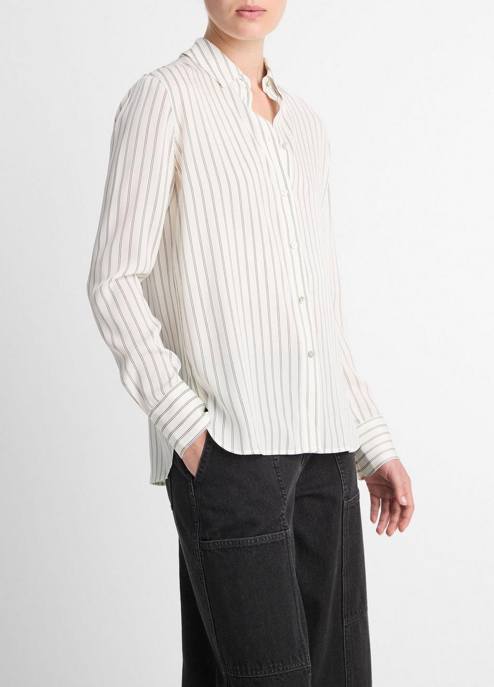 Striped Stretch-Silk Slim-Fit Blouse Product Image