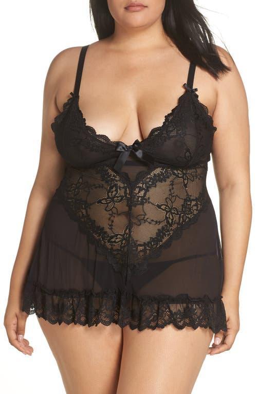 Oh La La Cheri Valentine Soft Cup Babydoll Chemise & G-String Thong Product Image