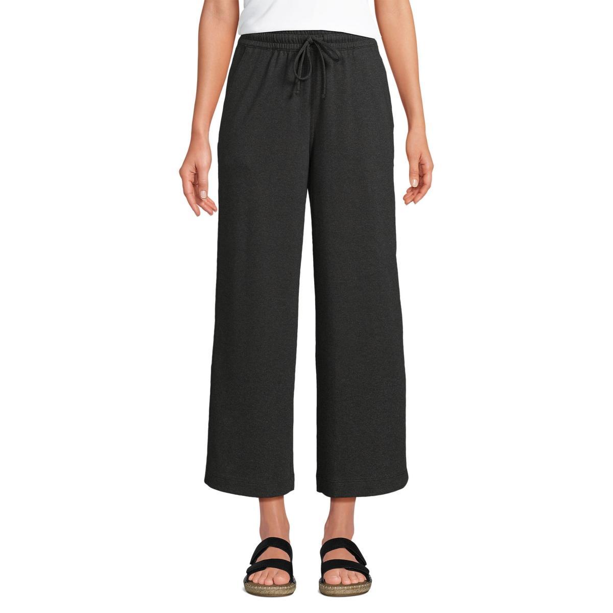 Womens Lands End Sport Knit Pull-On Wide Leg Crop Pants Product Image