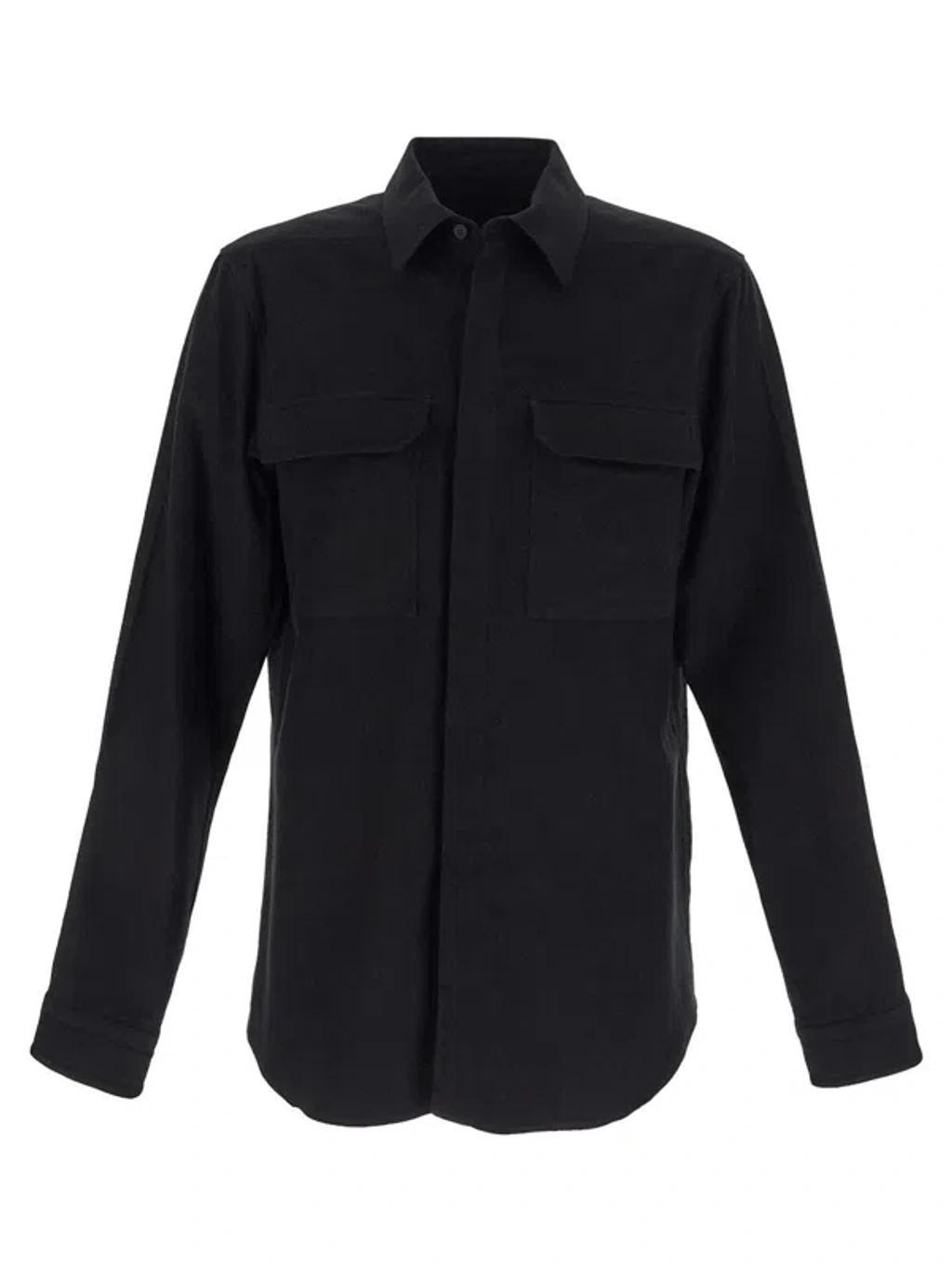 Flap Pocket Wool-blend Overshirt In Black Product Image