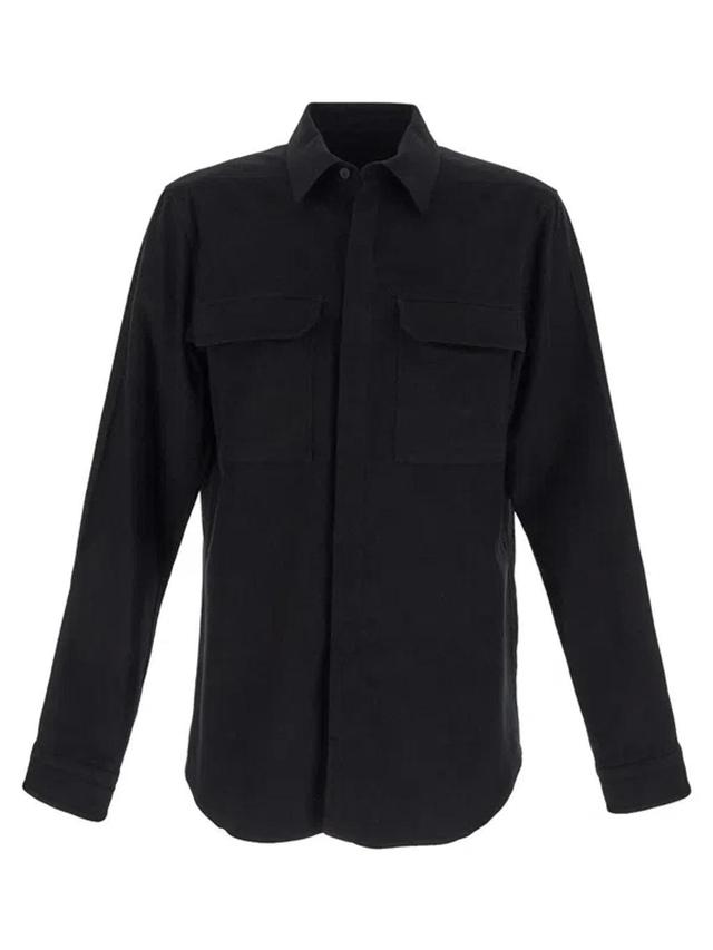 Flap Pocket Wool-blend Overshirt In Black Product Image