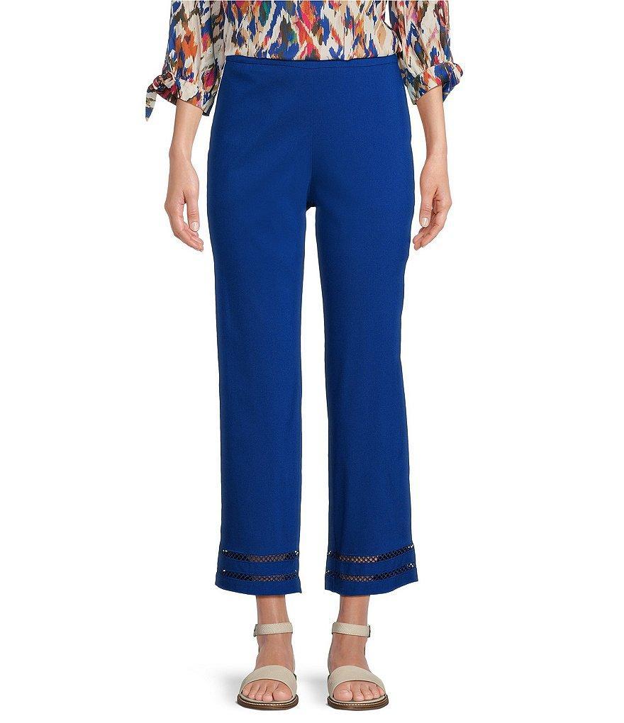 Allison Daley Inset Hem Detail Elastic Waist Tummy Control Pull-On Straight Leg Cropped Pants Product Image