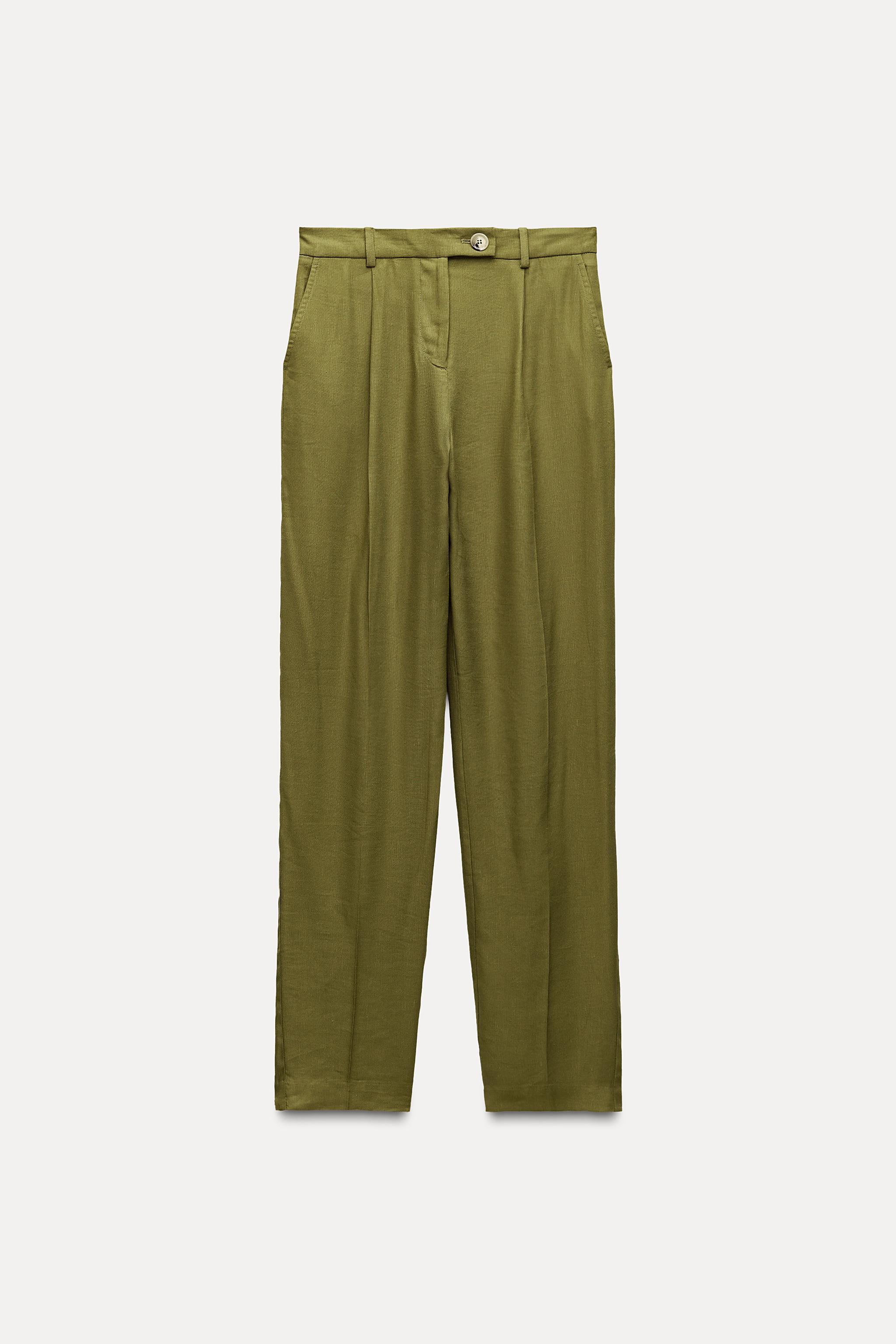 LINEN BLEND PLEATED PANTS Product Image