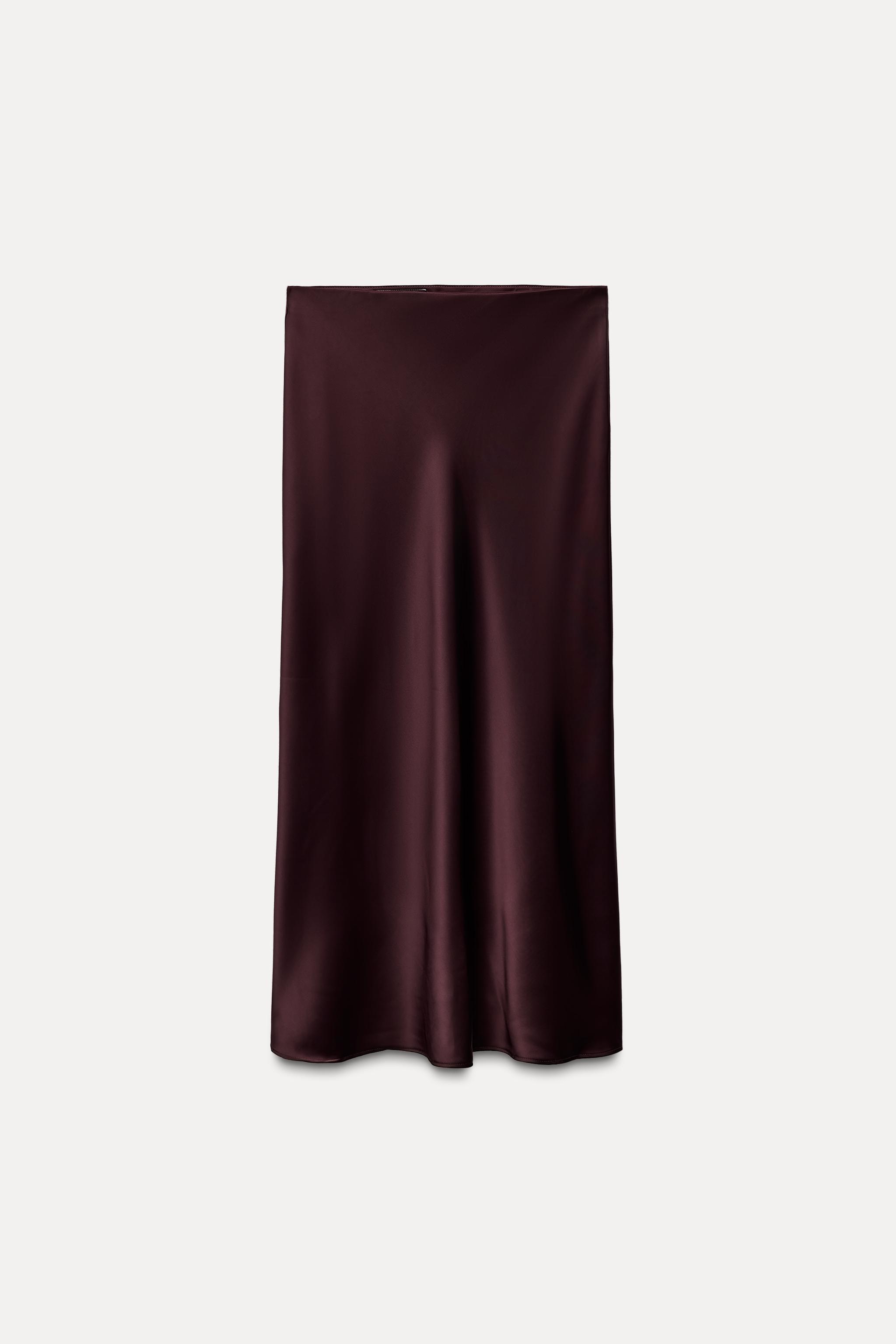 SATIN EFFECT MIDI SKIRT Product Image