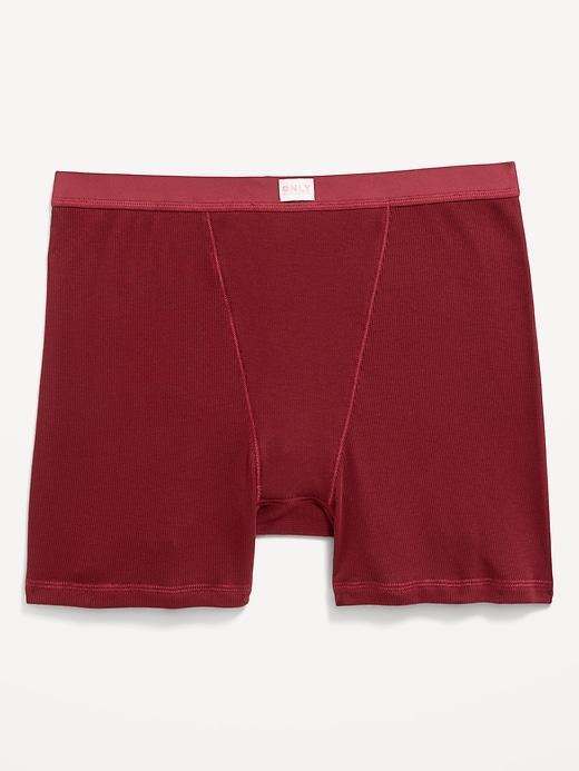 High-Waisted Ribbed Boyshort Briefs -- 3-inch inseam Product Image