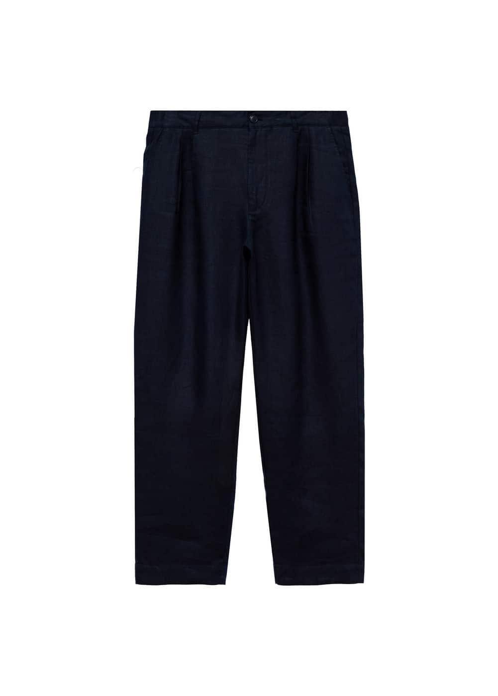 MANGO MAN - Relaxed fit 100% linen pants dark navyMen Product Image