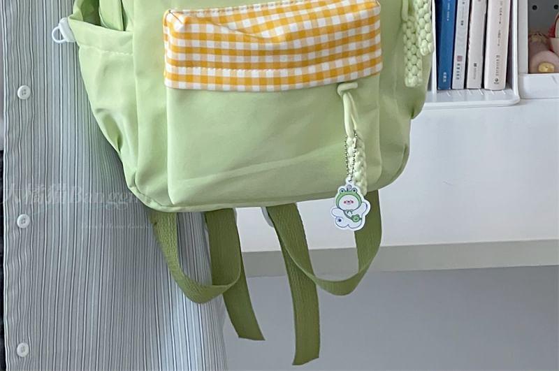 Plaid Panel Backpack / Bag Charm / Set Product Image