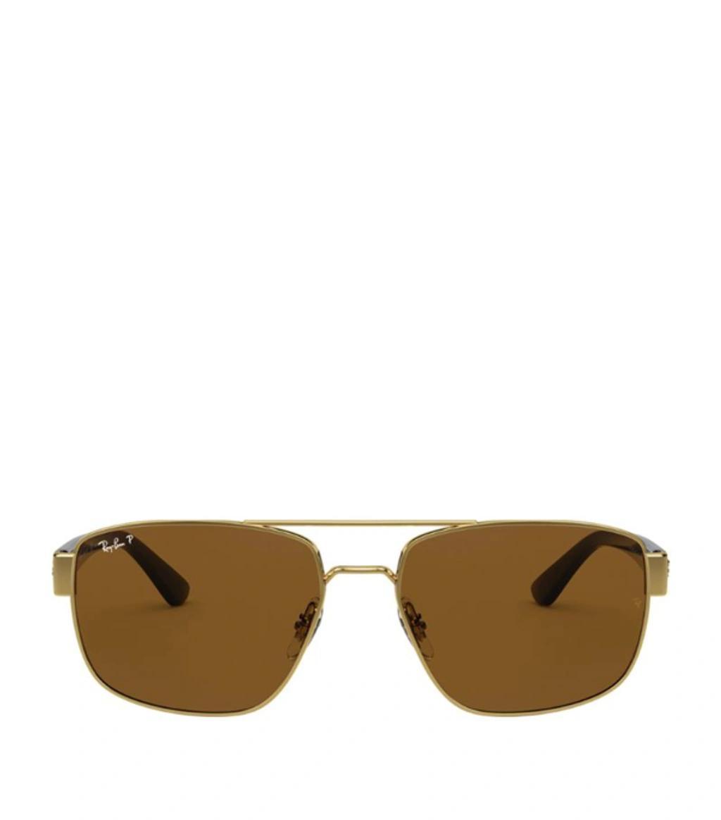 RAY BAN Rb3663 Rectangle-framed Sunglasses In Gold Product Image