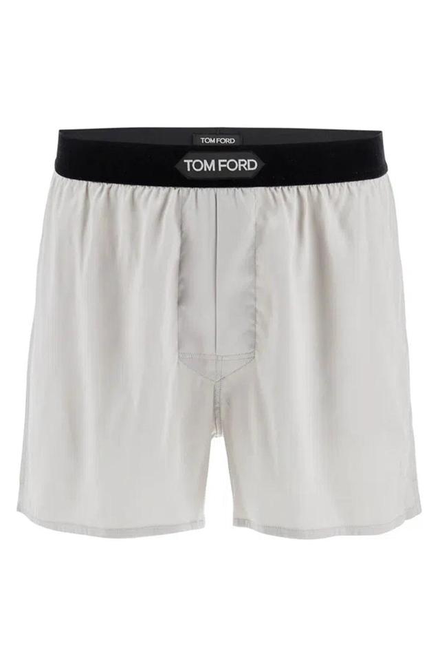 TOM FORD Silk Boxer Shorts In Gray Product Image