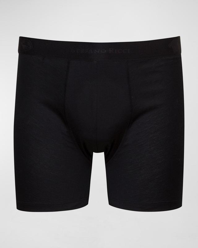 Mens Solid Cotton Boxer Briefs Product Image