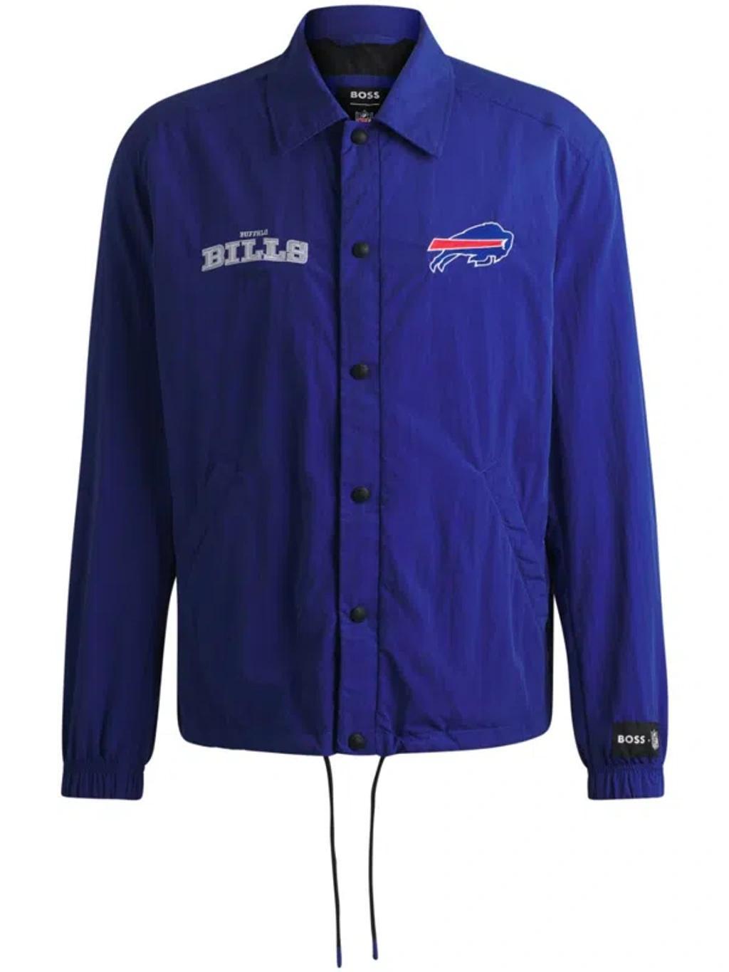 X Nfl Logo-embroidered Shirt Jacket In Bills Blue Product Image