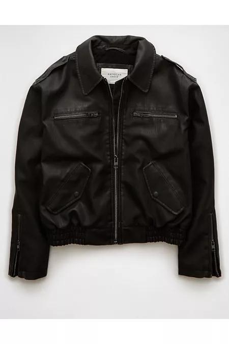 AE Vegan Leather Moto Bomber Jacket Women's Product Image