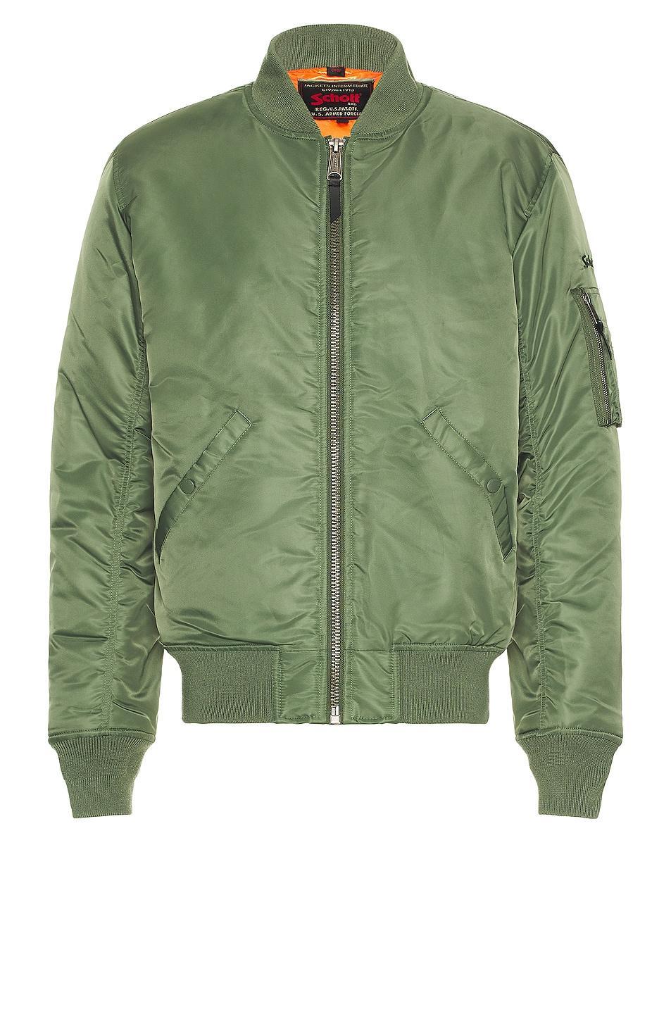 Schott Nylon Flight Jacket Green. (also in S). Product Image