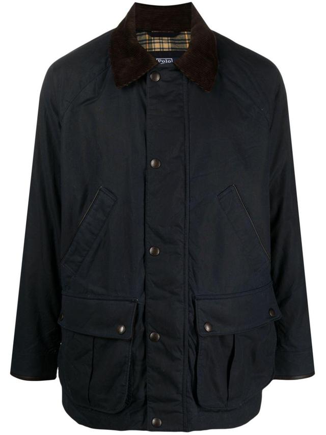 POLO RALPH LAUREN Polo Pony-patch Wax-coated Jacket In Blue Product Image