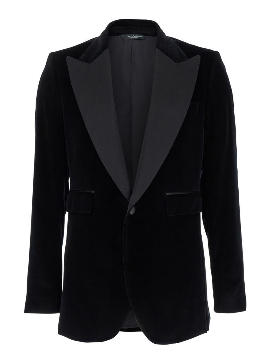 Velvet Tuxedo Jacket In Black Product Image