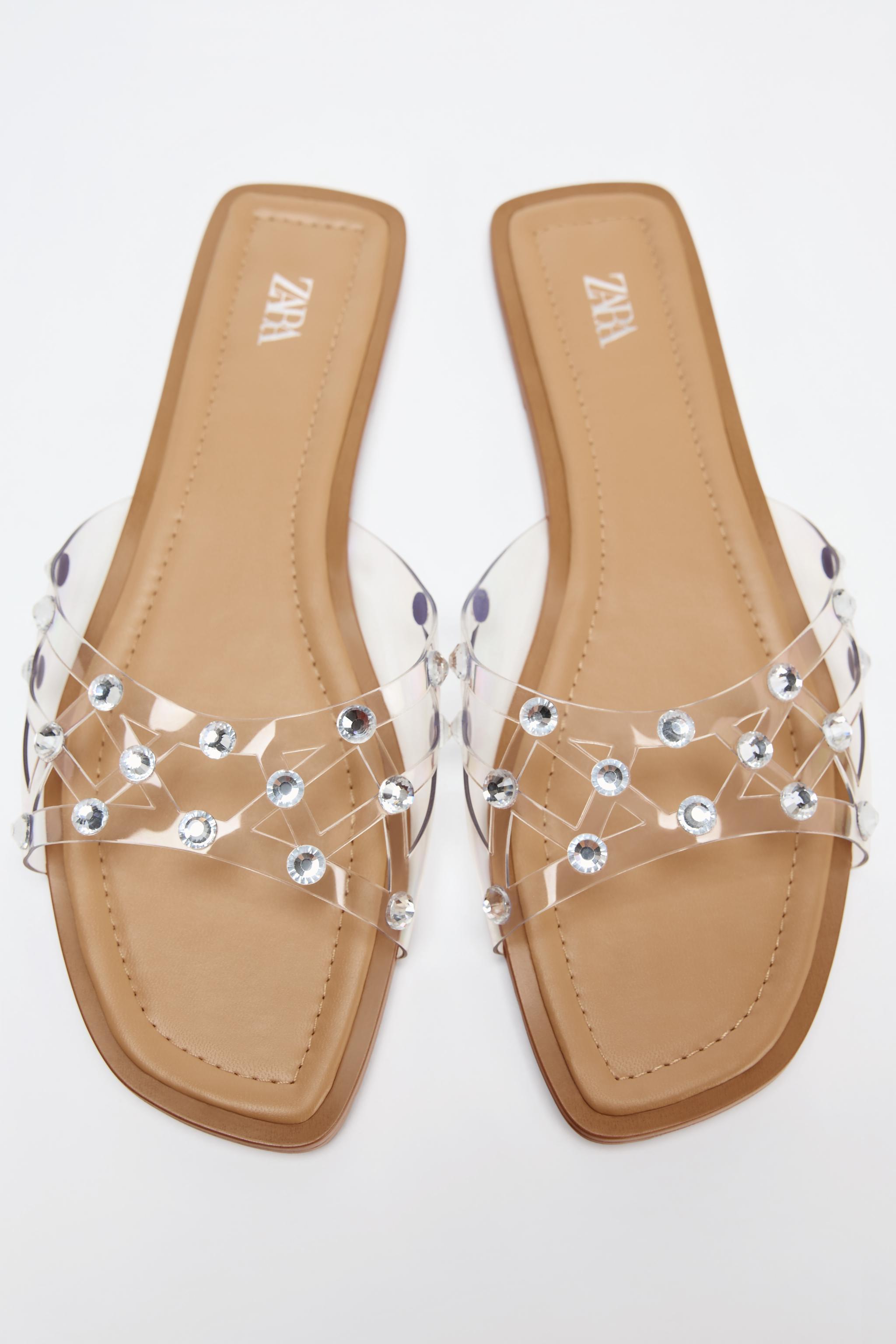 RHINESTONE FLAT VINYL SANDALS product image