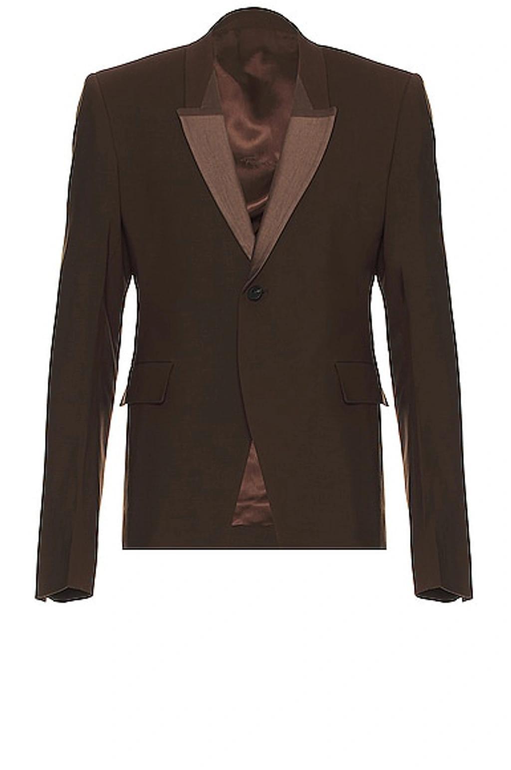 Single Breasted Tailored Blazer In Brown Product Image