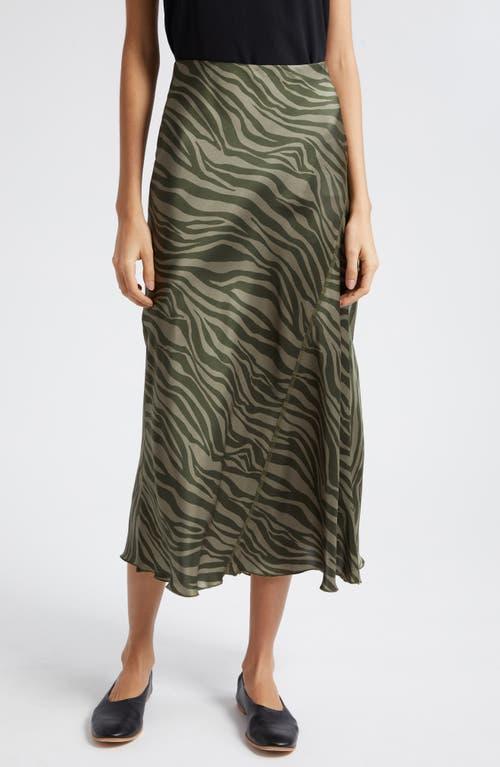 Womens Zebra Silk Midi-Skirt Product Image