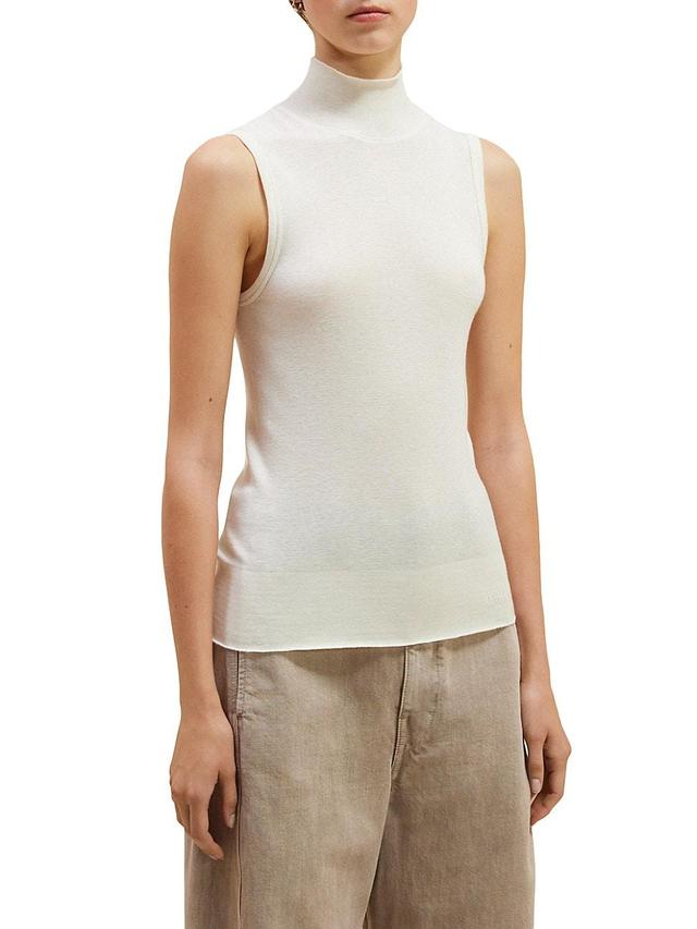 Womens Seamless Cotton-Cashmere Sleeveless Top Product Image