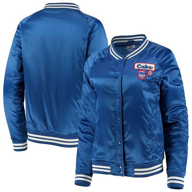 Mens New Era Royal Chicago Cubs Satin Raglan Full-Snap Jacket, Womens Product Image