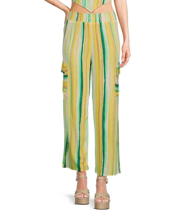 Love & Piece Multi Stripe Cargo Pockets Coordinating Wide Leg Pants Product Image