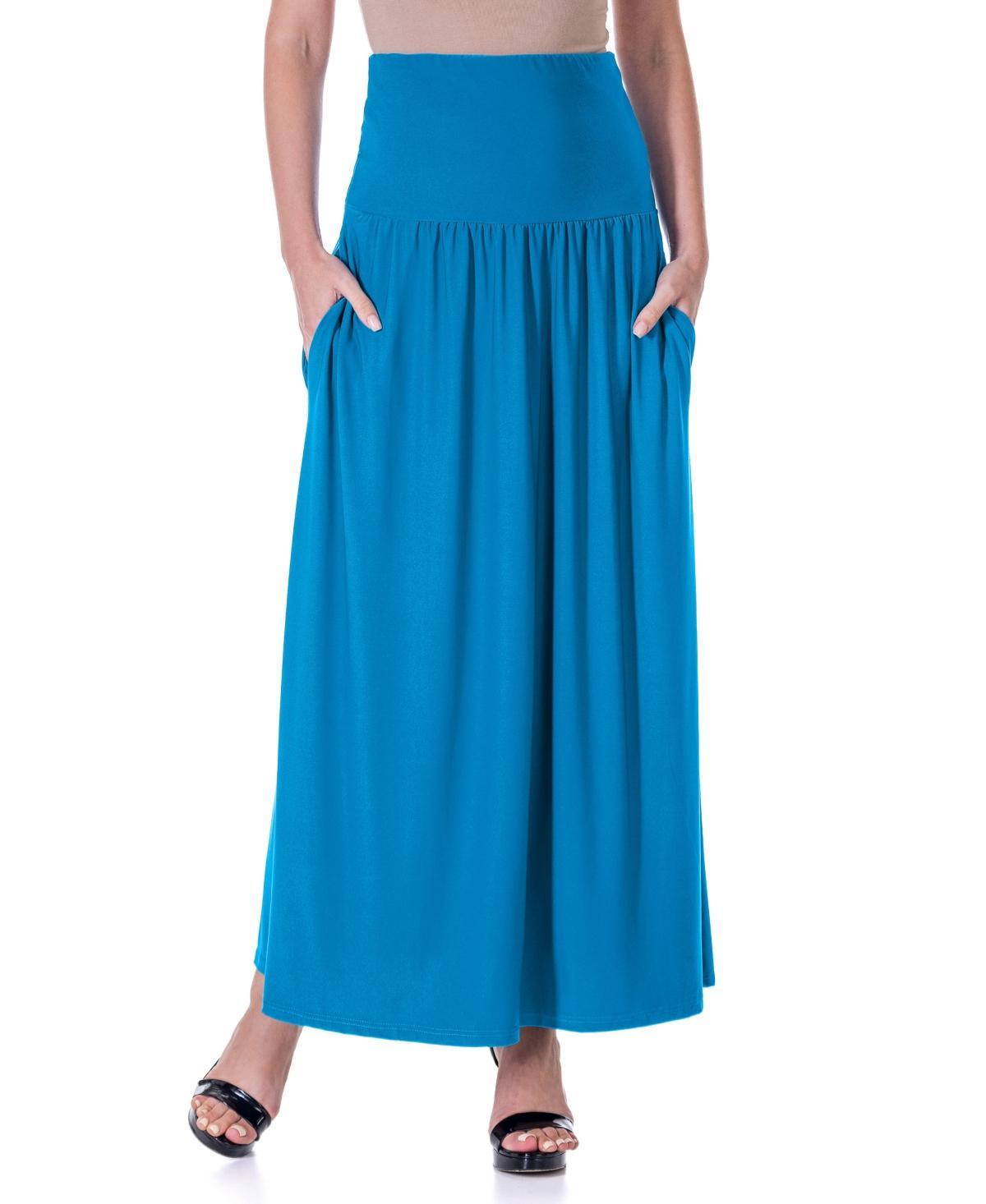 24seven Comfort Apparel Womens Foldover with Pockets Maxi Skirt Product Image