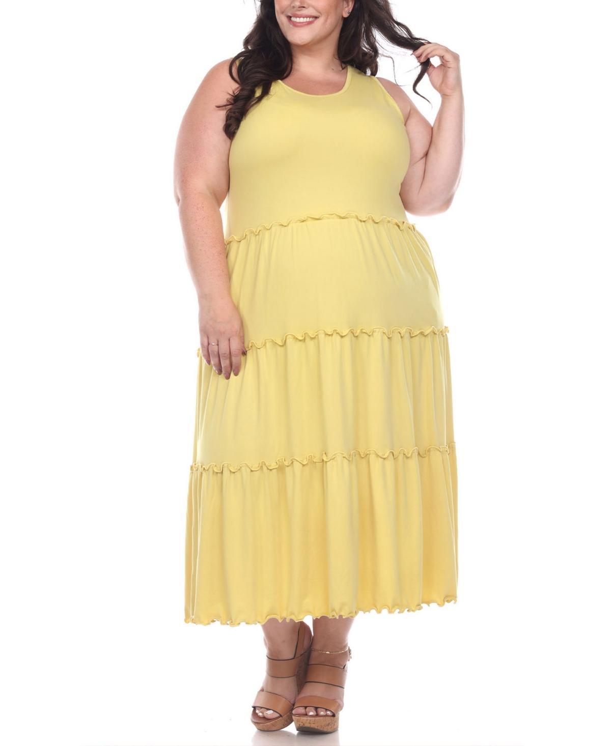 White Mark Plus Size Scoop Neck Tiered Midi Dress Product Image