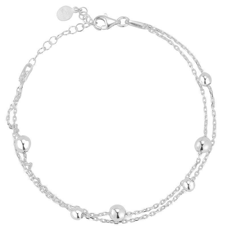 Sunkissed Sterling Bubble Double Layer Bracelet, Womens Silver Product Image