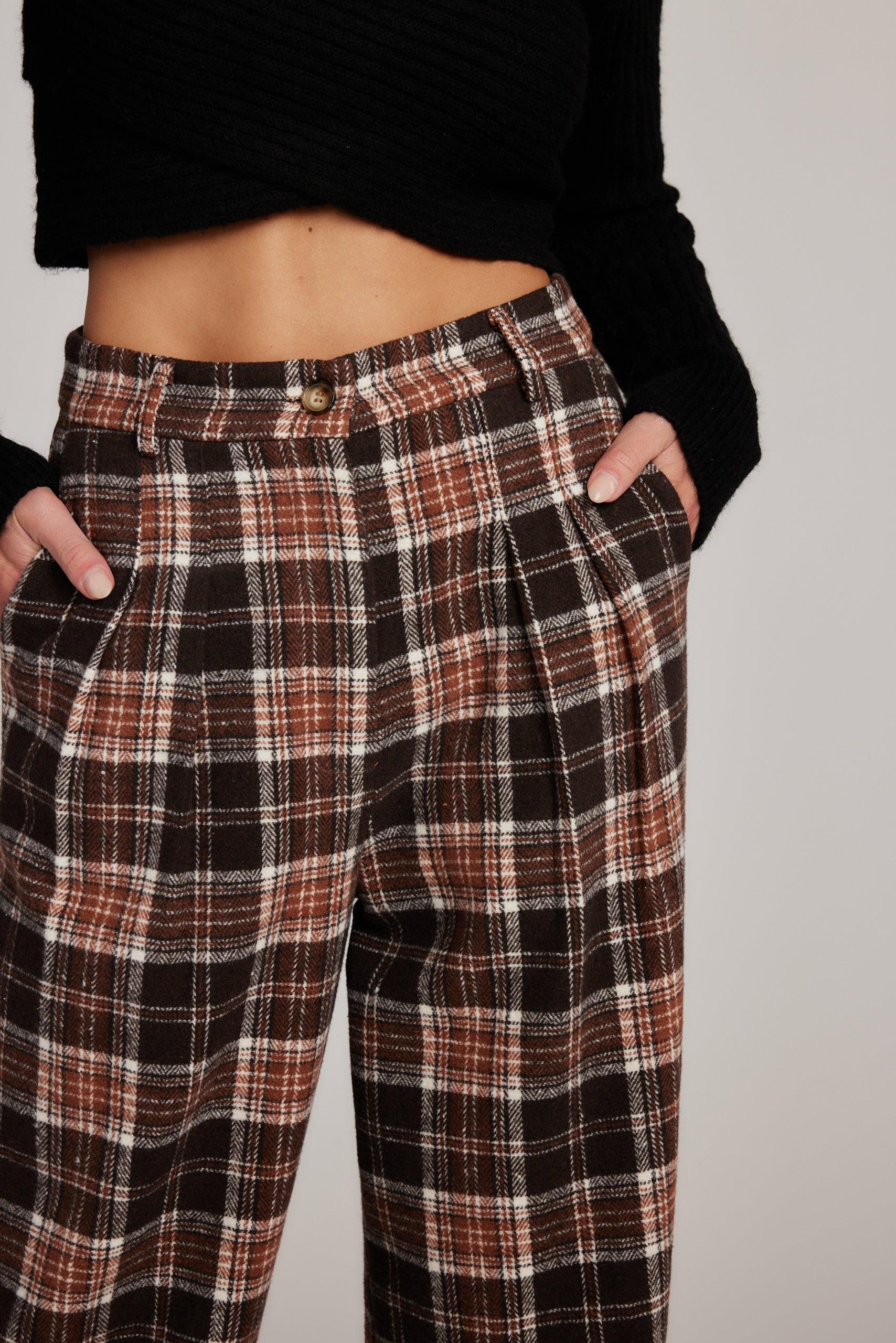 Thomas Brown Plaid Trousers Product Image