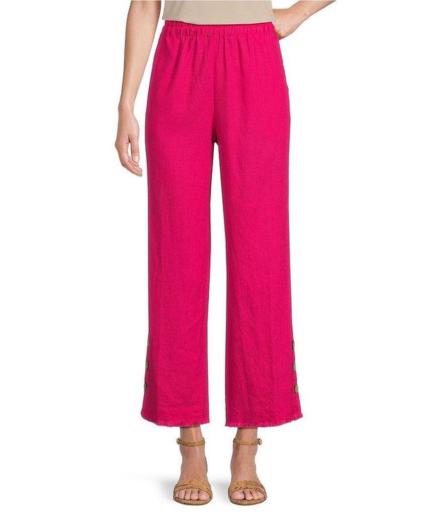 Ali Miles Pull-On Side Slit Wide-Leg Coordinating Crop Pants Product Image