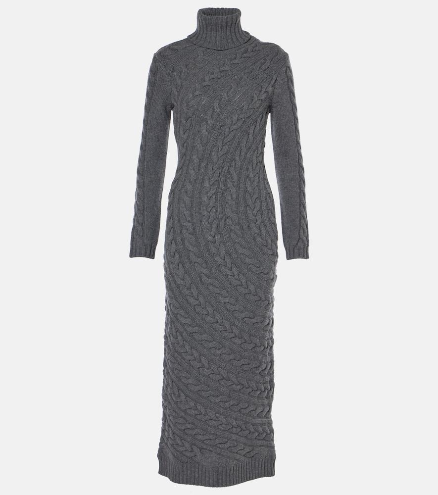 MAX MARA Wool And Cashmere Slim-fit Dress In Grey Product Image