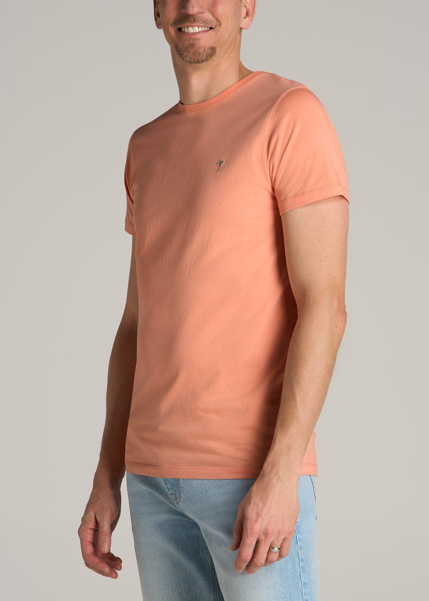 MODERN-FIT Embroidered Logo Crewneck T-Shirt for Tall Men in Apricot Crush Product Image