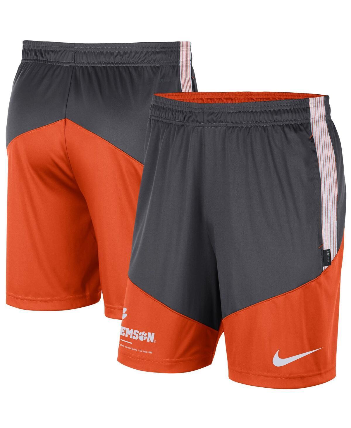 NIKE Men's  Anthracite And Orange Clemson Tigers Team Performance Knit Shorts In Anthracite,orange Product Image