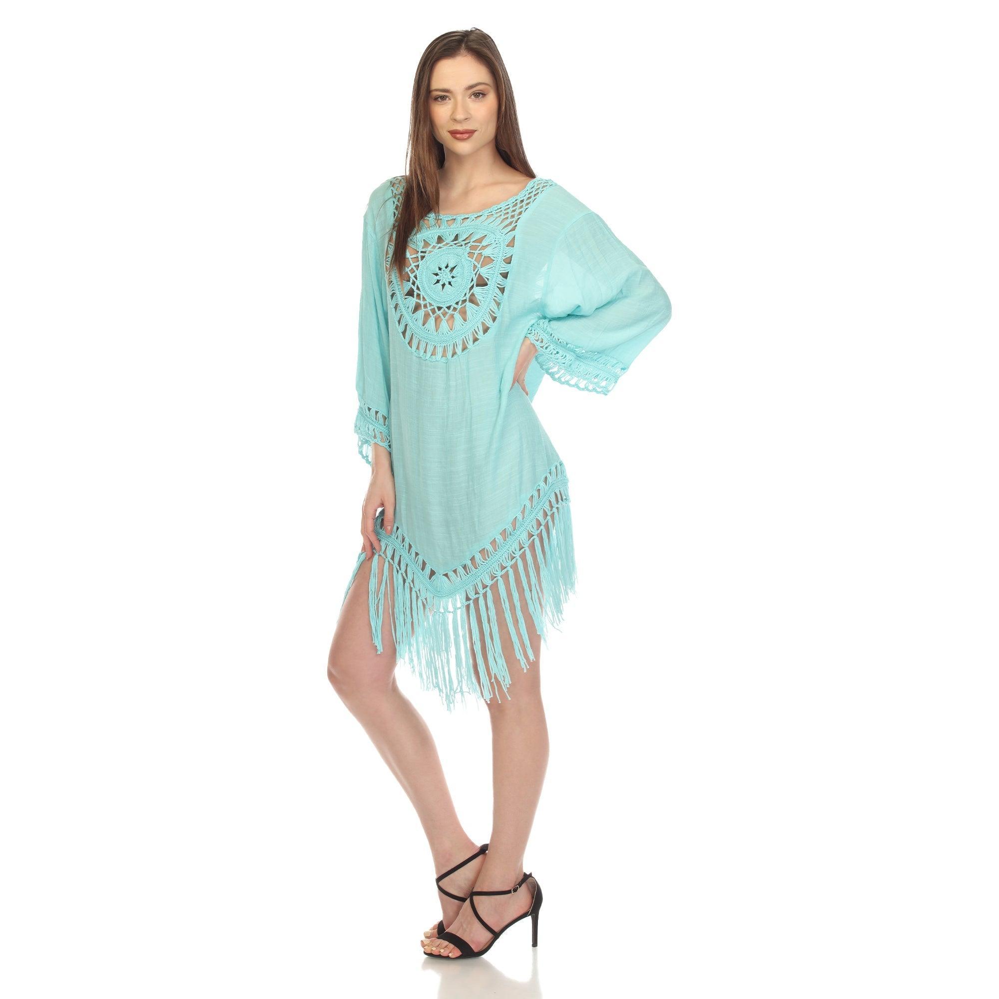 Crocheted Fringed Trim Dress Cover Up - Plus Product Image