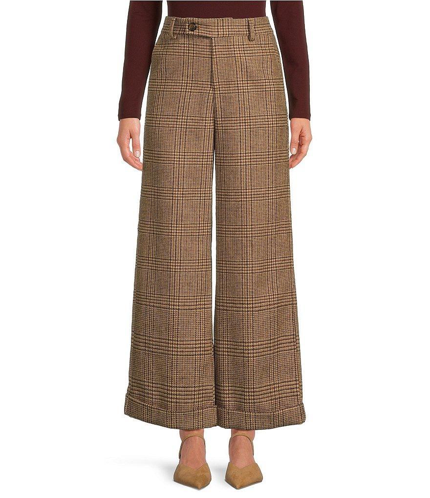 A Loves A Glen Plaid Woven Wool Blend Tweed High Rise Flat Front Coordinating Trousers Product Image