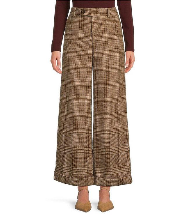 A Loves A Glen Plaid Woven Wool Blend Tweed High Rise Flat Front Coordinating Trousers Product Image