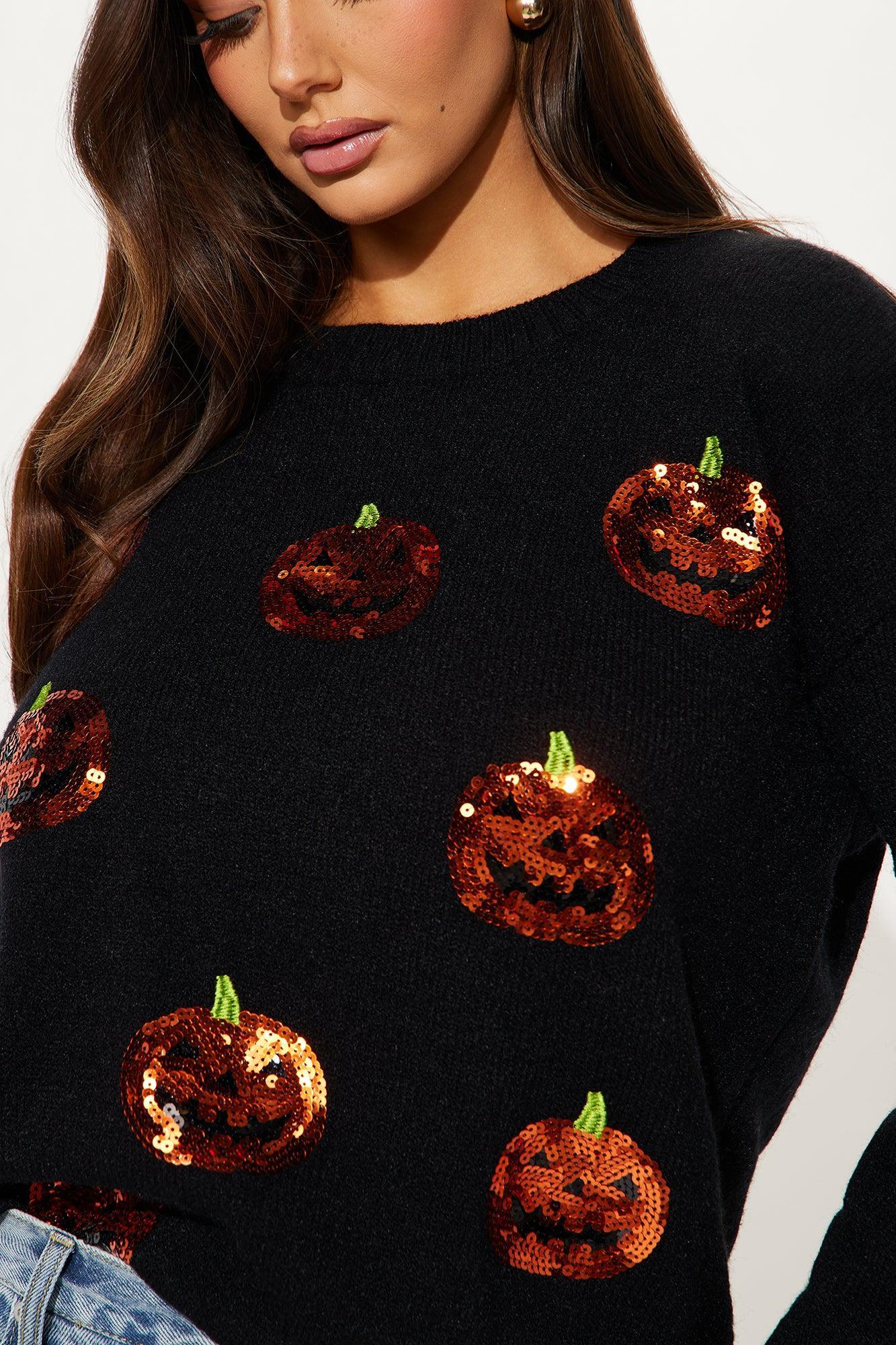 Pumpkin Queen Sequin Sweater - Black/combo Product Image