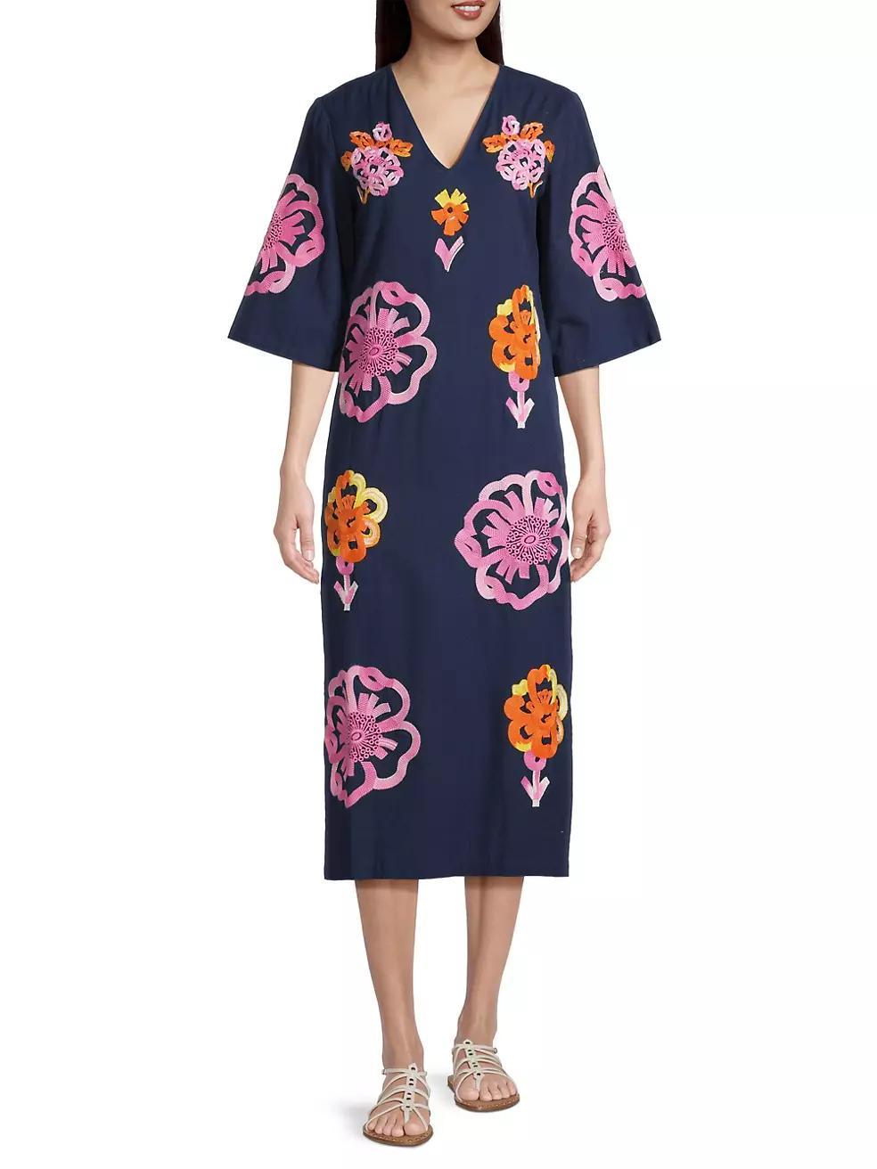 Emi Graphic Gerbera Midi-Dress Product Image