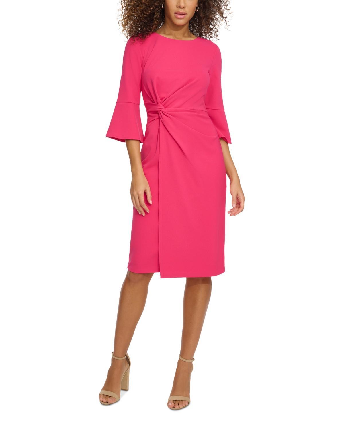 kensie Womens Bell-Sleeve Twist Sheath Dress Product Image