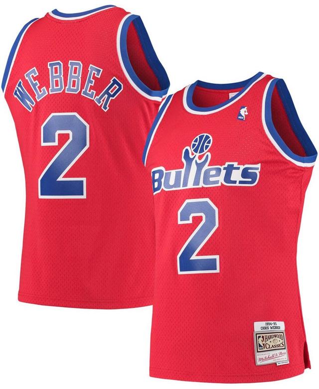 Mens Chris Webber Red Washington Bullets Hardwood Classics 1994-95 Swingman Jersey - Red Product Image