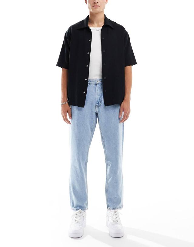 Pull&Bear standard fit jeans in mid blue Product Image