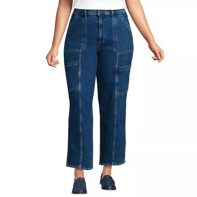 Lands End Womens Denim High Rise Utility Cargo Ankle Jeans Product Image