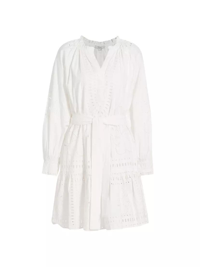 Saylor Cotton Eyelet Tie-Waist Minidress Product Image