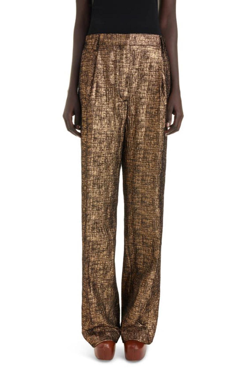 Porter Metallic Tweed Wide-leg Pants In Gold Product Image