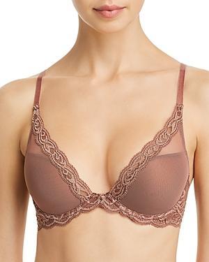 Womens Feathers Lace Contour Underwire Plunge Bra 730023 Product Image