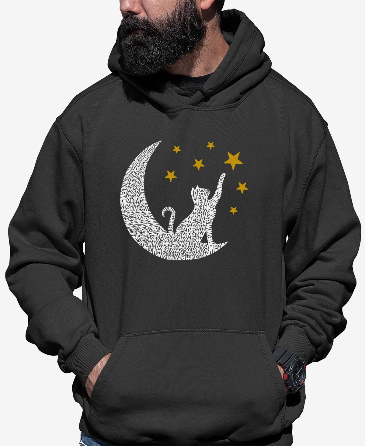 La Pop Art Cat Moon - Mens Word Art Hooded Sweatshirt Product Image