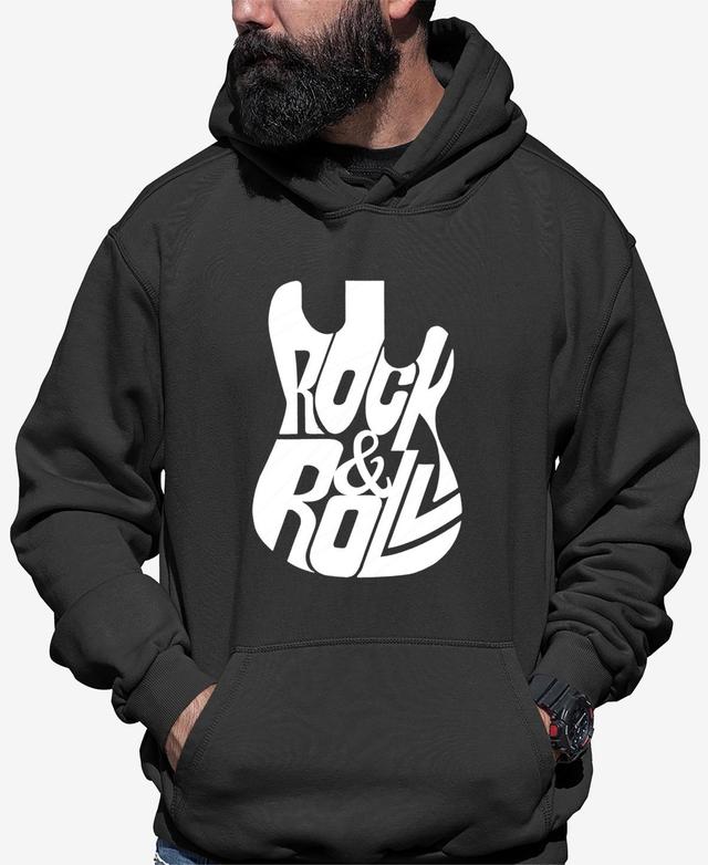 La Pop Art Rock And Roll Guitar - Mens Word Art Hooded Sweatshirt Product Image